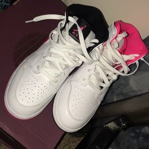 Black, white & pink Jordan 1s